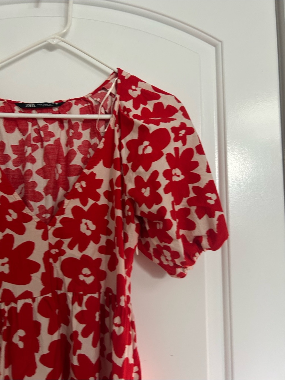 Zara Printed Poplin Floral Maxi Dress Red Size S bloggers fav coastal boho chic - Picture 9 of 15